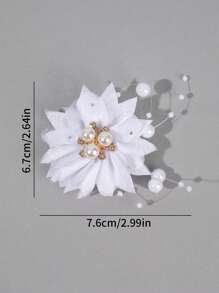 2pcs Pearl Decor Flower Hair Clips For Girls Elegant Mesh Flower Hairpin Versatile Barrettes Daily Hair Accessories