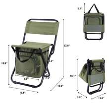 MINSHUXI Fishing Chair With Cooler Bag Foldable Compact Fishing Stool,Green - Army Green - View 2