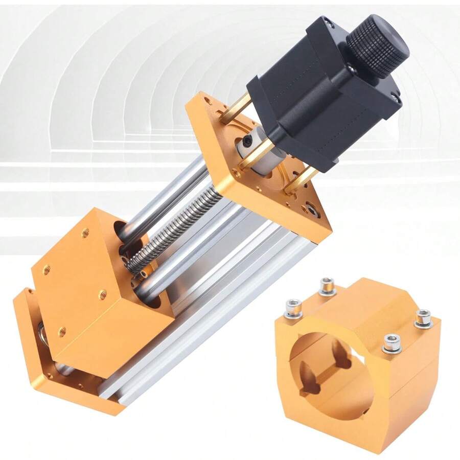 SHZICMY CNC3018plus Metal CNC Z Axis Travel With Stepper Motor, 52mm Diameter Aluminum Slide Rail For Engraving Machine - Yellow - View 1
