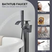 Floor-Standing Bath Mixer, Bath Mixer With Hand Shower, Swivel Bath Mixer (ORB), Free-Standing Bath Mixer - Black - View 4