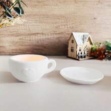 Molde de silicona con forma de taza de café en forma de corazón, soporte para velas, macetero para suculentas, derretidor de cera, molde para resina - Blanco - Ver 4