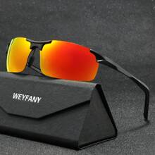 WEYFANY 男女通用方形经典金属框偏光太阳镜，户外运动驾驶钓鱼旅行眼镜，高级礼盒，夏季海滩度假、户外、旅行的节日礼物 - 彩色 - 查看 9