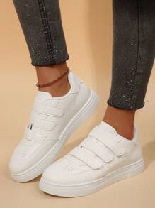 跨境女士运动鞋，透气轻便柔软低帮钩环休闲运动鞋，百搭舒适 - 白色 - 查看 1