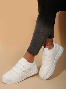 跨境女士运动鞋，透气轻便柔软低帮钩环休闲运动鞋，百搭舒适 - 白色 - 查看 5