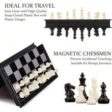 Magnetisches zusammenklappbares Schach mit praktischer Aufbewahrung, magnetisches Schachbrett, magnetisches Eltern-Kind Unterhaltungs-Puzzle, Schachspiel, Mühle