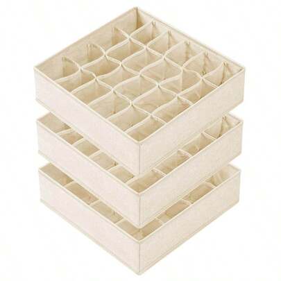 3 件装可折叠婴儿袜子和内衣收纳盒 - 24 个宽敞隔层，透气网眼面料，拉链 - 非常适合卧室、衣柜、抽屉、架子整理和整理袜子、胸罩、领带、婴儿衣服和其他小物品