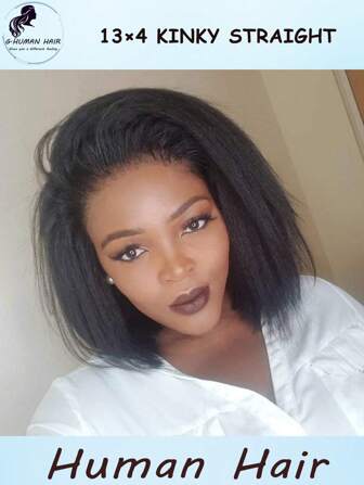 [16 英寸折扣无胶 Yaki 直发 Bob 假发] 13X4 前蕾丝 Bob 假发，真人发质，200% 密度，卷曲直发，透明蕾丝，自然色，黑色婴儿发，预拉预剪发际线，日常使用，女士自然美，初学者友好型假发，8-16 英寸女士假发，预拔 180% 密度 Yaki 直发假发 - 女士无胶假发，易于佩戴，16 英寸女士卷曲直发假发，适合万圣节、化妆舞会