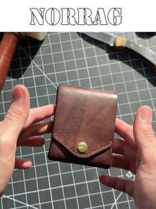 Vintage Mini Coin Purse Magnetic Men's Wallet, Solid Color Multi-Function Card Holder, Fashion Winter Hot Selling Item - Brown - View 6