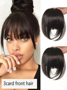 Synthetic Women's Hair Short Straight Bangs Natural Fake Wig Clip In Hairpieces For Black Heat Resistant Fiber