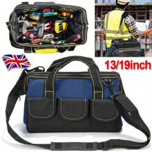 Portable Multifunctional Tool Bag Heavy Duty Storage Case With Shoulder Strap - Black+Blue - View 9