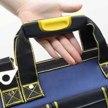 Portable Multifunctional Tool Bag Heavy Duty Storage Case With Shoulder Strap - Black+Blue - View 4