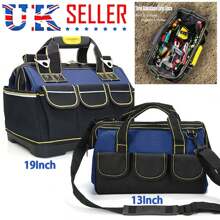 Portable Multifunctional Tool Bag Heavy Duty Storage Case With Shoulder Strap - Black+Blue - View 8