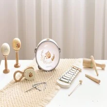 Infant & Toddler Musical Cognitive Stimulating Toy Set - Squirrel Printed Wooden Music Toy, Sensory Training, Coordination Development, Gentle Colors, Suitable For Boys And Girls