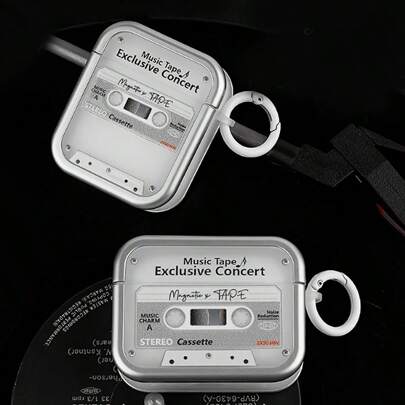 1 件复古盒式设计保护壳兼容 AirPods 1/2/4，简约白色适用于新款 AirPods 3、AirPods Pro 2 无线耳机