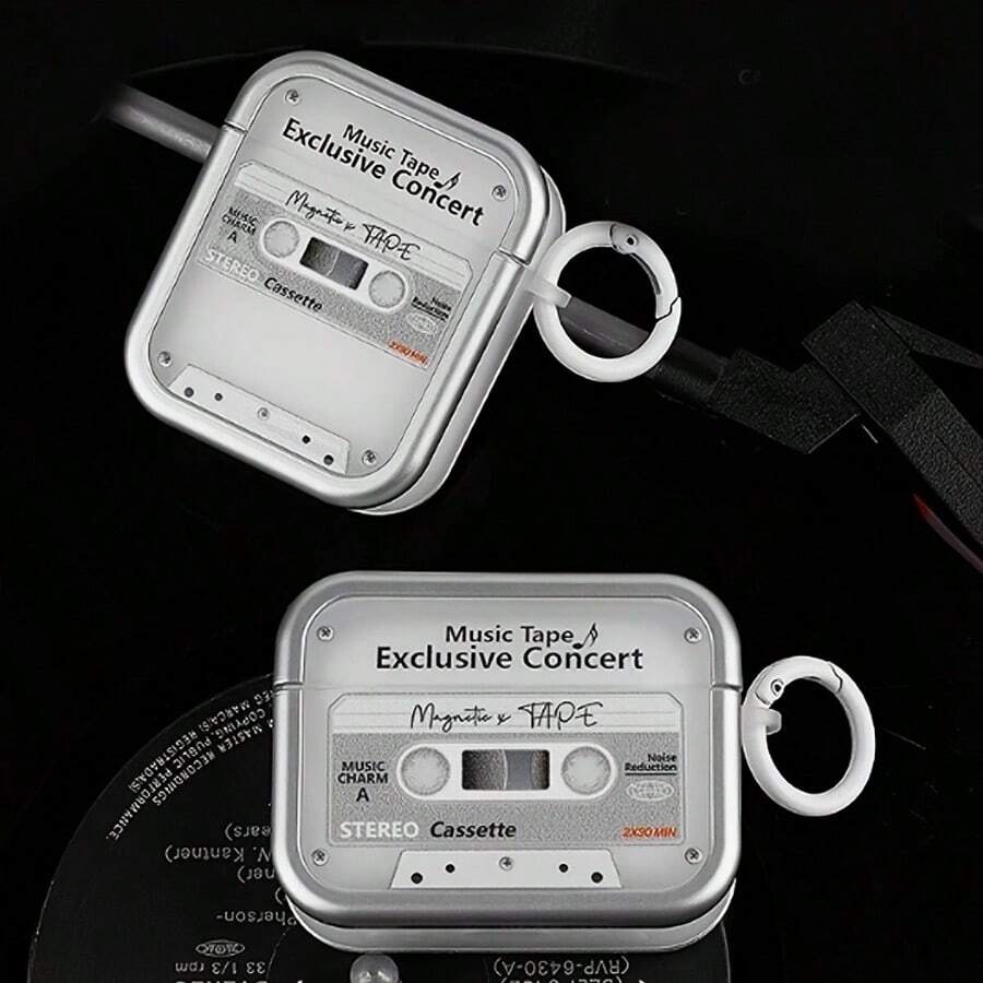 1 件复古盒式设计保护壳兼容 AirPods 1/2/4，简约白色适用于新款 AirPods 3、AirPods Pro 2 无线耳机 - 銀灰色 - 查看 1