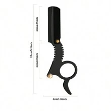 Men's Hair Clipper & Shaver, 1 Pc Straight Edge Trimmer With Replaceable Blades, Stainless Steel Folding Manual Razor, Beard Grooming Tool Suitable For Professional Salon SPA Beauty Parlor, Shaving, Precision Trimming, Eyebrow Grooming