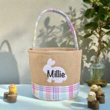 Custom Embroidered Name Easter Basket, 5pcs Striped Egg Decor Easter Bucket,Boho Vibes,Multi-Functional, ,Anti-Mold,Ornamental,Reusable,Exquisite,Stylish,High-Quality,Adorable,Modern,Custom,Unique,Personalized,Ideal Gifts For Him,Ideal Gifts For Her,Her,Boyfriend,Girlfriend,Dad,Mom,Family,Friends,Son,Daughter,Kids,Kitchen,Dining Room,Bedroom,Office,Living Room,Home,Garden,Tea Room