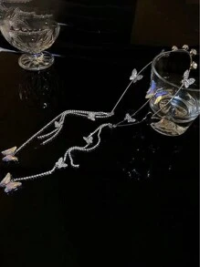 1pc Rhinestone Butterfly & Faux Pearl Tassel Headband, Elegant Hairpiece For Photo Shoots & Everyday Wear, Hairband Headband For Women, Hair Accessories, Hair Hoop Head Accessories - Other - View 6