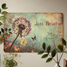 1pc Vintage Dandelion Metal Sign, "Just Breathe" Inspirational Quote Wall Decor, Indoor/Outdoor Hanging Plaque, Suitable For Home, Bedroom, Office, Study, Dining Room, Bar, Cafe, School, Library, Garage - Multicolor - View 3