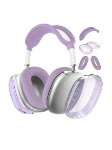 3pcs/Set New Transparent TPU Glitter Headphone Case Cover Set Compatible With Apple Max Headphones, Includes Dust-Proof, Shock-Proof, Water-Resistant Earmuff, Headband And Housing Shell Case - Multicolor - View 14