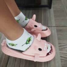 Alta calidad de las mujeres de lino zapatillas de interior de dibujos animados lindo fondo grueso pareja zapatillas - Rosa - Ver 6