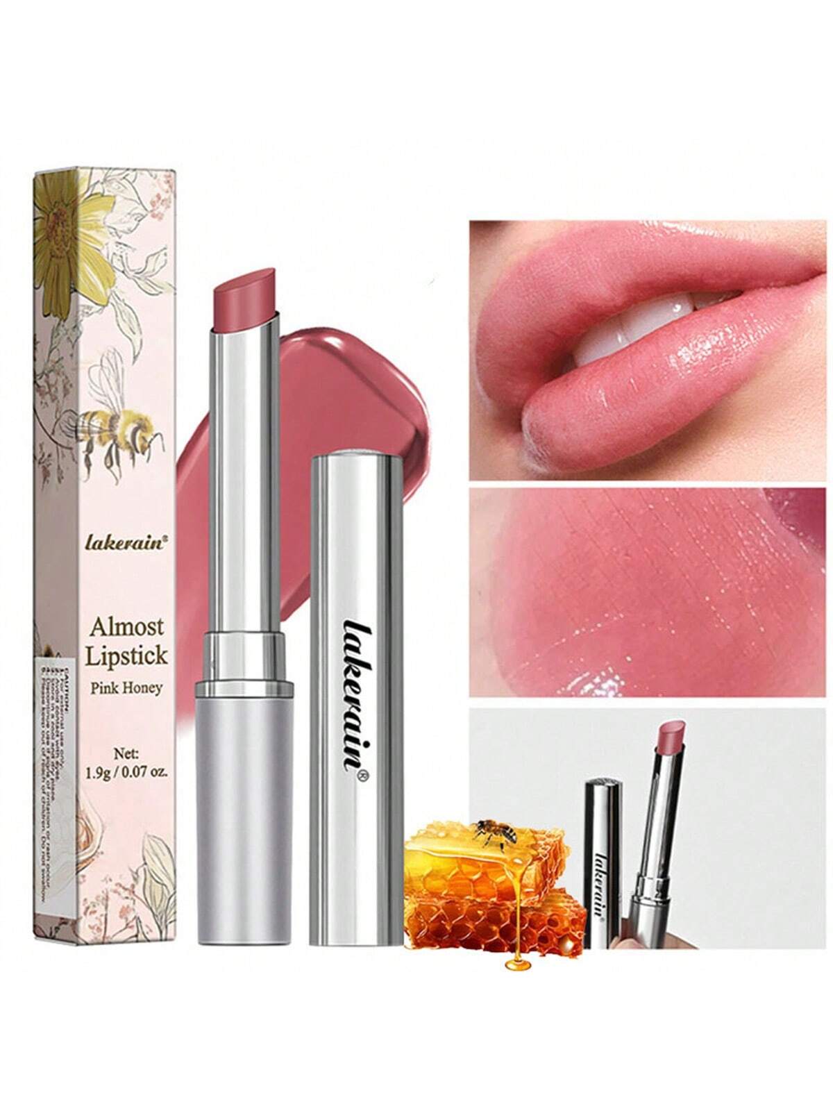 كريم شفاه وردي بلون عسلي ، بلسم شفاه بصيغة شفافة م...