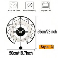 1 pieza Reloj de pared oscilante dorado, de gran tamaño, de metal, con movimiento silencioso, estilo pastoril para decoración de jardín, reloj moderno y creativo para uso en interiores y exteriores, decoración de habitación, decoración de dormitorio, decoración de vuelta al colegio, decoración del hogar