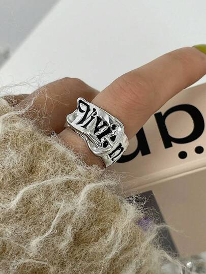 1 pieza Hebilla de cinturón de metal con letra de moda para hombres, anillos ajustables para parejas de mujeres