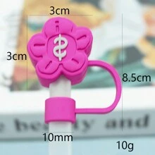 1pc Cartoon Flower Silicone Straw Sleeve, Reusable, Dust-Proof, Splash-Proof, Cute Accessory, Home Decor, Party Supplies, Mother's Day Gift