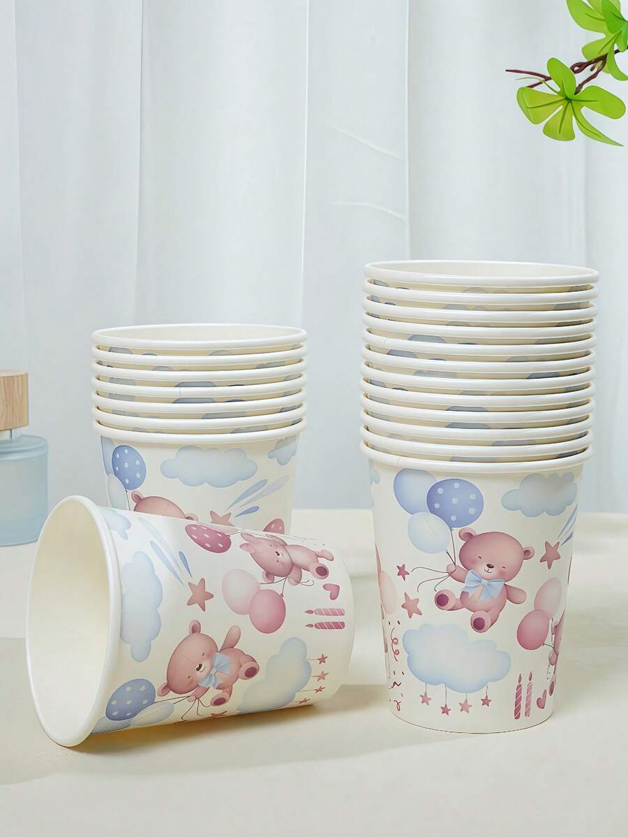 10/25，9盎司纸杯，卡通动物主题，一次性浴室杯，漱口水杯，纸样杯，一次性饮水杯，聚会，家庭和办公室纸杯，接待客人，朋友，一次性意大利浓缩咖啡杯，水，果汁，糖果和零食杯，新妈妈沐浴，新年礼物，适合各种节日 - 彩色 - 查看 1