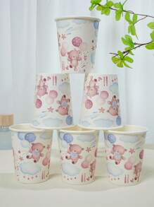 10/25，9盎司纸杯，卡通动物主题，一次性浴室杯，漱口水杯，纸样杯，一次性饮水杯，聚会，家庭和办公室纸杯，接待客人，朋友，一次性意大利浓缩咖啡杯，水，果汁，糖果和零食杯，新妈妈沐浴，新年礼物，适合各种节日 - 彩色 - 查看 2