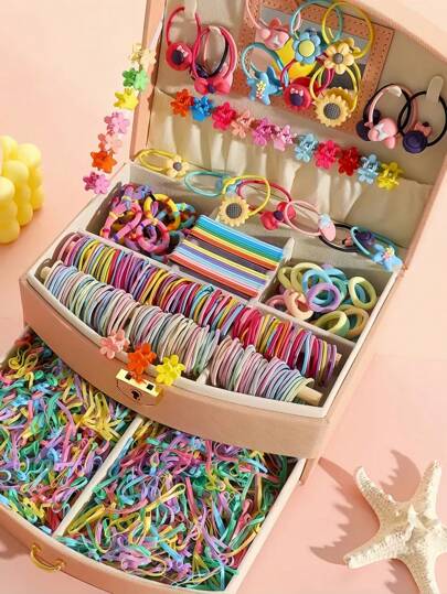 VBOOR 1205 stuks/set schattige cartoon haaraccessoires, inclusief levendige konijnen-, lolly- en strikontwerpen met elastiekjes, clips enz. - Geschikt voor meisjes en vrouwen, geweldig voor dagelijkse outfits, feesten, jubilea en speciale gelegenheden