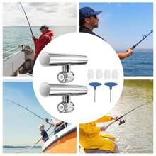 2PCS Stainless Steel Deck Mount Fishing Rod Holders For Boats Yachts With Rails - Silver - View 4