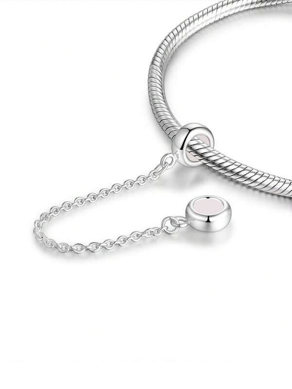 1 peça de pingentes de corrente de prata esterlina 925 com fecho e trava de corrente para pulseira europeia (não inclui pulseira de corrente de cobra)