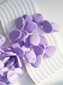 15/30/60/100pcs Mini Makeup Sponge Puffs, Double Sided Wet & Dry, Suitable For Foundation Liquid, Concealer Cream, Fits All Skin Types, Women Makeup - Purple - View 3