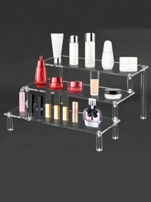 Self Installation 1-4 Tier Acrylic Display Stand Durable Display Rack For Cupcake Perfume Doll Transparent Trapezoidal Blind Box Storage Shelf,For Holiday Beach, Bathroom Collection, Bedroom Collection, Large Capacity - Clear - View 6