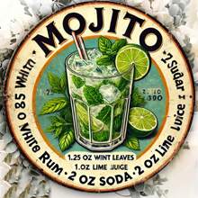 1pc Vintage Havana Mojito Drink Metal Sign, Mojito Recipe Wall Art Decor For Home, Kitchen, Dining Room, Bedroom, Garden, Garage, Hotel, Office - Unique Metal Plaque 20x20cm,Home Decor ,Room Decor,Wall Decor Gifts Birthday Graduation