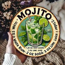 1pc Vintage Havana Mojito Drink Metal Sign, Mojito Recipe Wall Art Decor For Home, Kitchen, Dining Room, Bedroom, Garden, Garage, Hotel, Office - Unique Metal Plaque 20x20cm,Home Decor ,Room Decor,Wall Decor Gifts Birthday Graduation