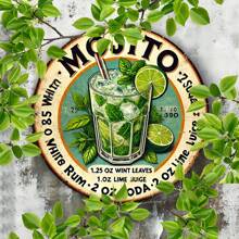 1pc Vintage Havana Mojito Drink Metal Sign, Mojito Recipe Wall Art Decor For Home, Kitchen, Dining Room, Bedroom, Garden, Garage, Hotel, Office - Unique Metal Plaque 20x20cm,Home Decor ,Room Decor,Wall Decor Gifts Birthday Graduation