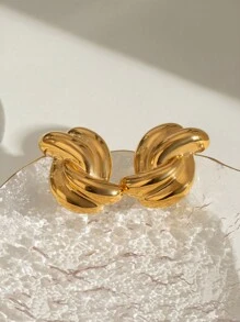 Uworld 1 对女士复古几何十字线设计耳环 18K 镀金不锈钢耳环时尚百搭适合日常佩戴、派对、度假等。 - 復古 - 查看 7