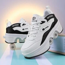 Outdoor Sports 4-Wheel Roller Skates, 2-In-1 Roller Skates/Inline Skates, Transformable Dual-Roller Skates For Men And Women, With Buttons And Wheels