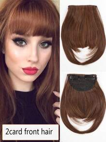 Synthetic Women's Hair Short Straight Bangs Natural Fake Wig Clip In Hairpieces For Black Heat Resistant Fiber