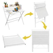 Folding Computer Desk With 2 Levels For Living Room, Bedroom And Office, Portable For Travel In Car, 80x50x107cm, Color Available: Brown / Oak / White / Black