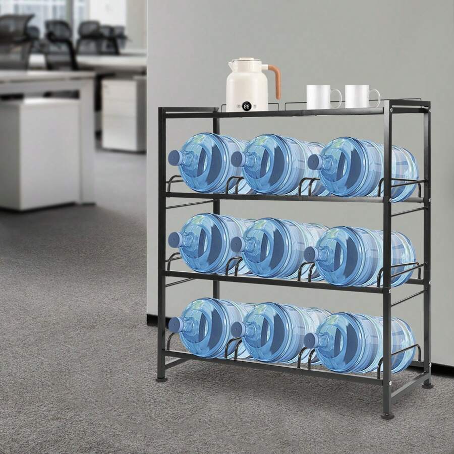 4-Tier Water Jug Rack, Water Rack Stand For Home, Office, Restaurant Water Jug Holder, - Black - View 1