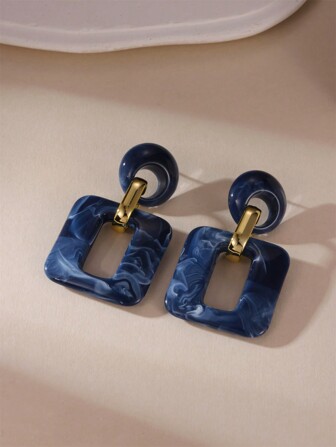 Square Decor Drop Earrings