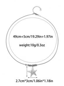 1pc Asymmetrical Embossed Geometric Flower Swirl Starfish Design Stainless Steel Pendant Necklace, Versatile & Minimalist Fashion Jewelry For Women, Suitable For Daily Wear And Gifts