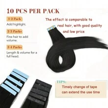 10 piezas de extensiones de cabello postizas para mujeres, 24 pulgadas de cabello sintético Kanekalon liso, no se destiñen, sin costuras e invisibles para todo tipo de cabello, 10 piezas/paquete, 35g