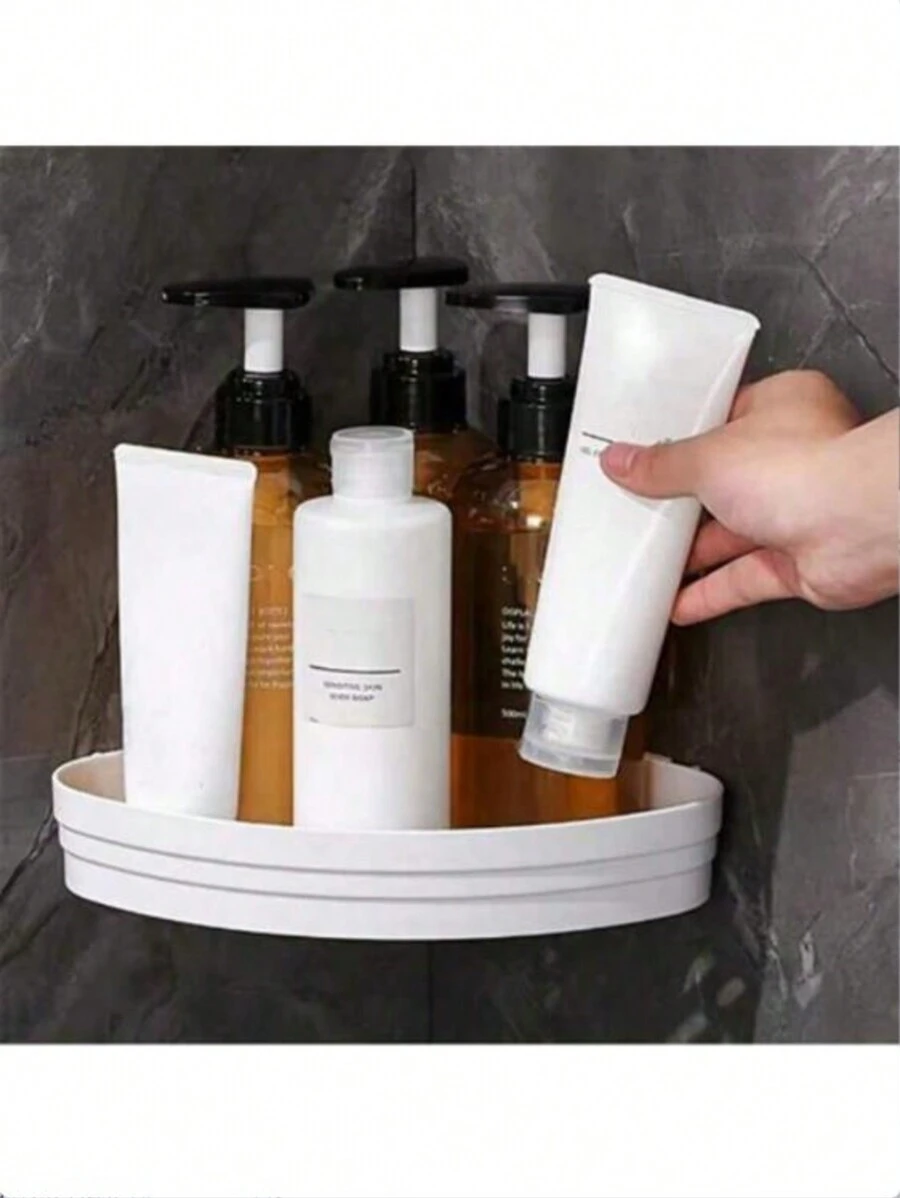 1 件角架，调料架，三角形桌面收纳架，多层储物架，方便存放和展示各种物品，保持厨房和浴室整洁，厨房和浴室储物收纳架 - 白色 - 查看 1