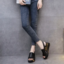 Sandalias Plataforma Zapatos Cuer Suave Dama Cuña Moda,Sandalias Planas Con Hebilla De Recubierto Para Mujer,Sandalias De Playa Casuales - Negro - Ver 7