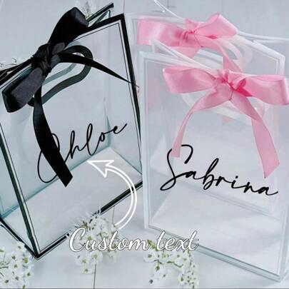 Customizable Transparent Letter Gift Bags, Suitable For Bridesmaids' Gifts, Wedding Parties, Customized Gift Bags Ornamental Fashionable, Stylish, Exquisite Custom, Personalized, Unique Ideal Gifts For Her, Boyfriend, Girlfriend, Dad, Family, Mom, Friends, Pets, Son, School Students, Daughter, Workers School, Home, Office, Multi-Functional, Personalized, Unique,For Housewarming